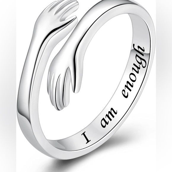 925 Sterling Silver Adjustable Hug Ring Come to My Arm Couple Hugging Rings - Picture 1 of 7